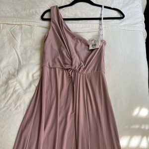Blush long one shoulder dress
